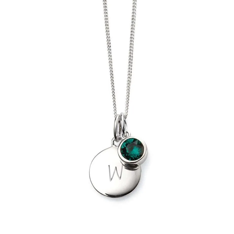 Engraved May Birthstone Necklace