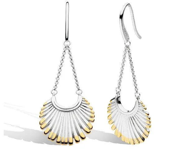 Essence Radiance Golden Fan Chandelier Drop Earrings