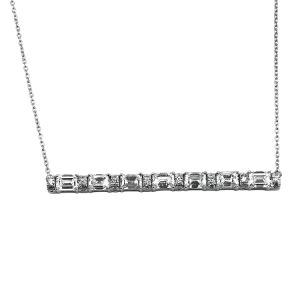 Estate 14K White Gold Diamond Bar Necklace