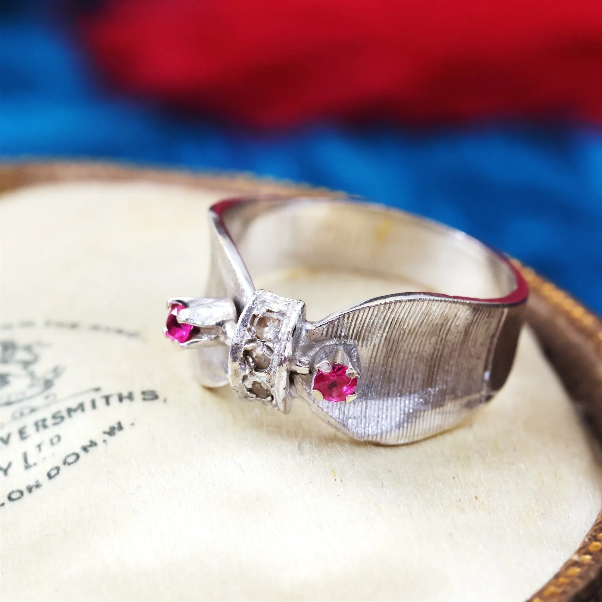 Exciting! Vintage 1960's Arezzo Ruby & Diamond Cocktail Ring