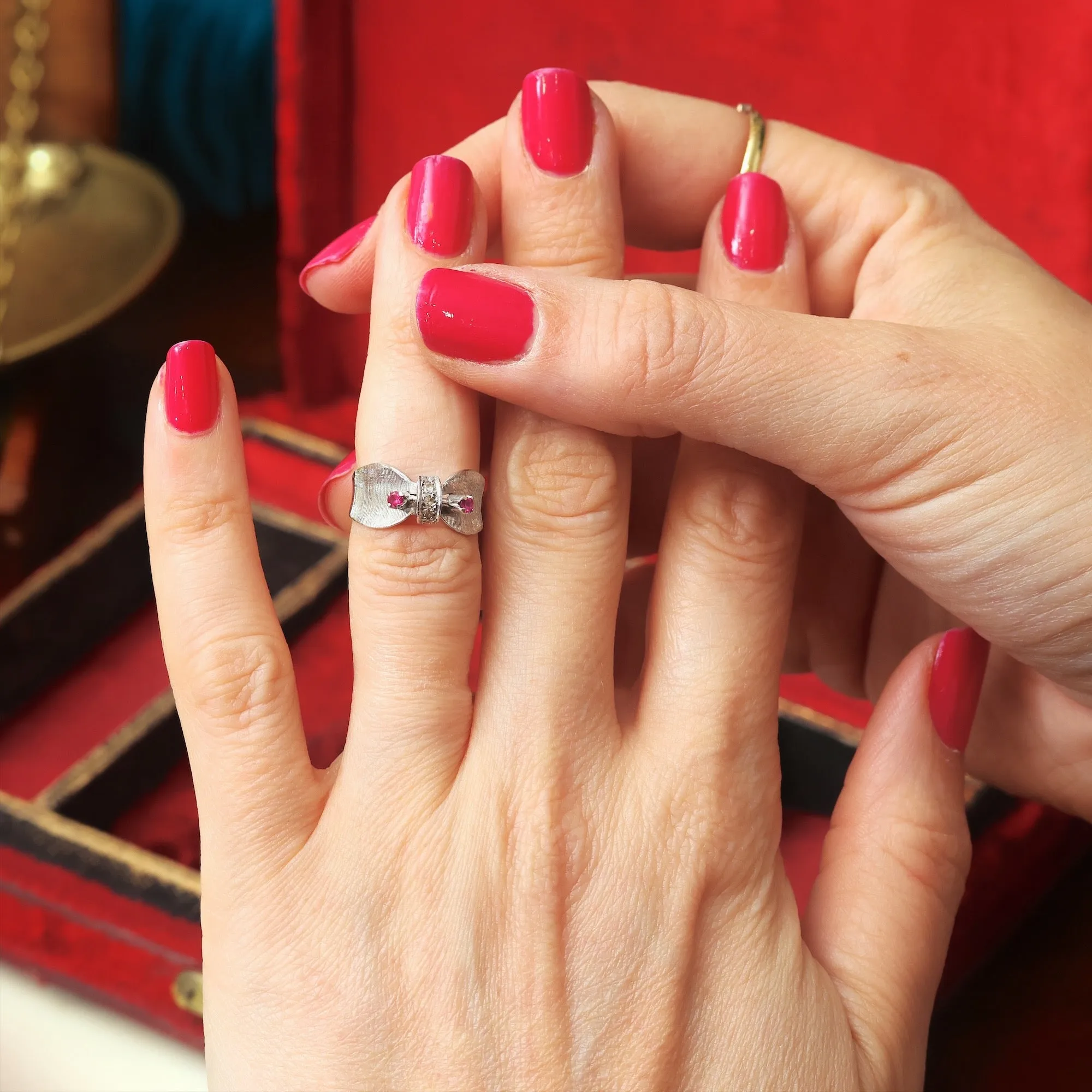 Exciting! Vintage 1960's Arezzo Ruby & Diamond Cocktail Ring