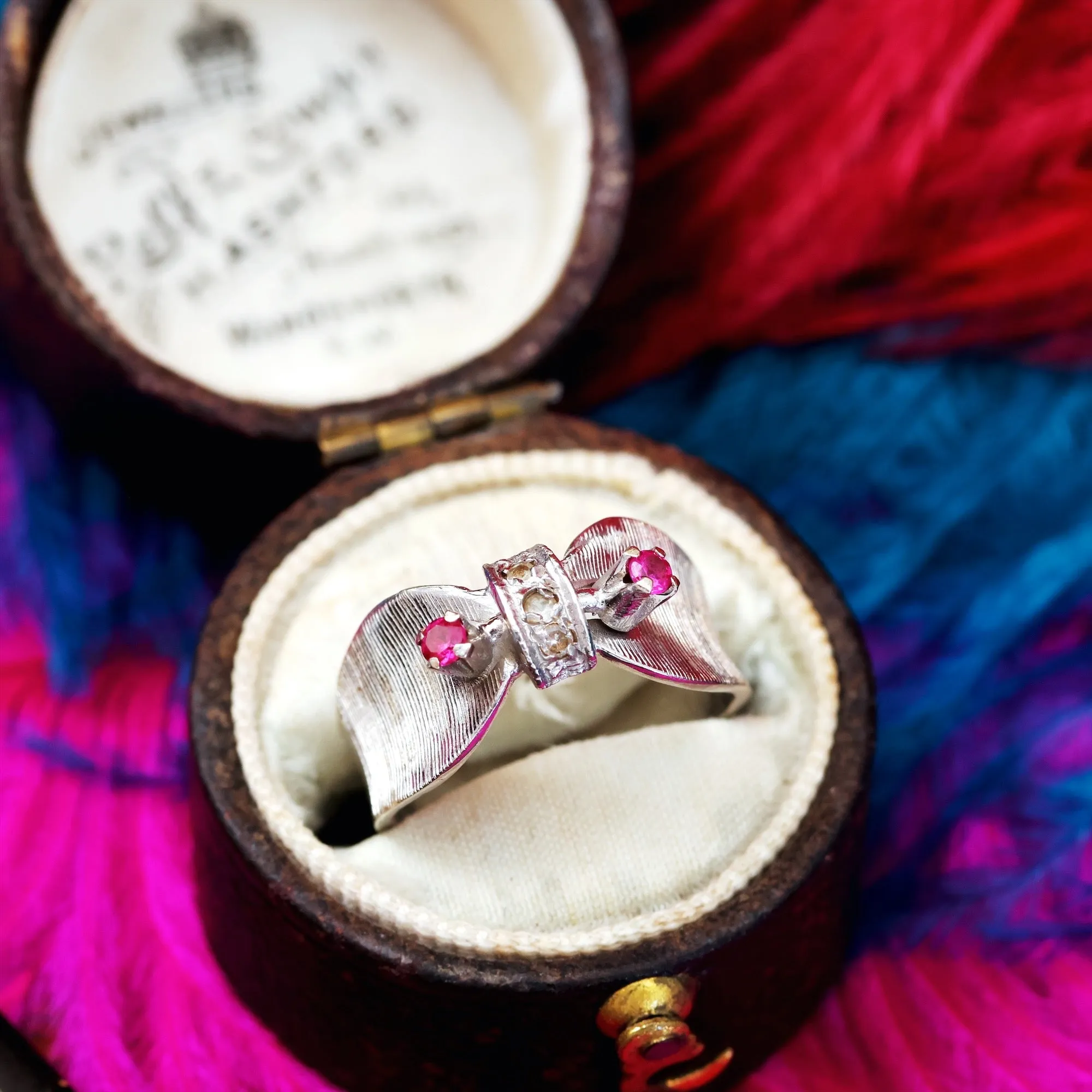 Exciting! Vintage 1960's Arezzo Ruby & Diamond Cocktail Ring