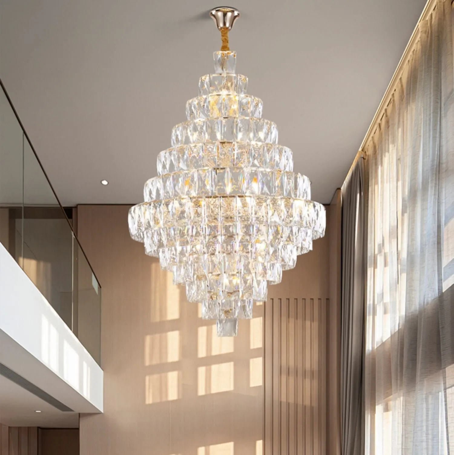 Extra Large Foyer Pure Crystal Ceiling Light Fixture Living Room Entrance Staircase Chandelier