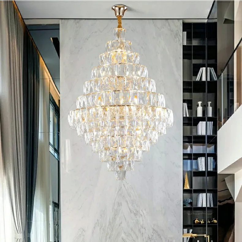 Extra Large Foyer Pure Crystal Ceiling Light Fixture Living Room Entrance Staircase Chandelier