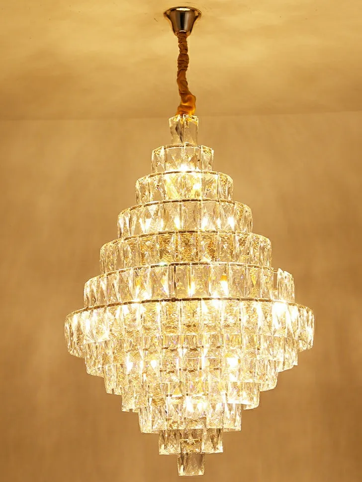 Extra Large Foyer Pure Crystal Ceiling Light Fixture Living Room Entrance Staircase Chandelier