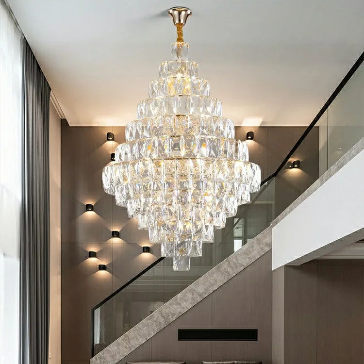 Extra Large Foyer Pure Crystal Ceiling Light Fixture Living Room Entrance Staircase Chandelier