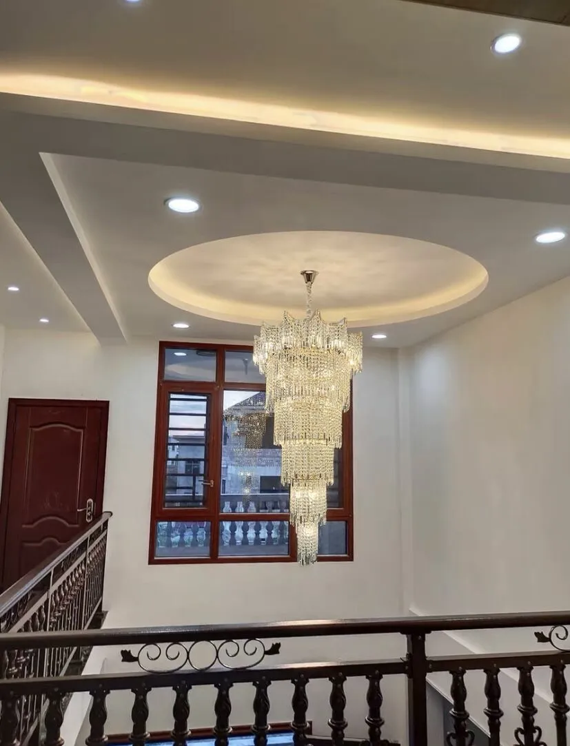 Extra Large Luxury Multi-tiered Crystal Chandelier in Gold Finish for Foyer/Staircase