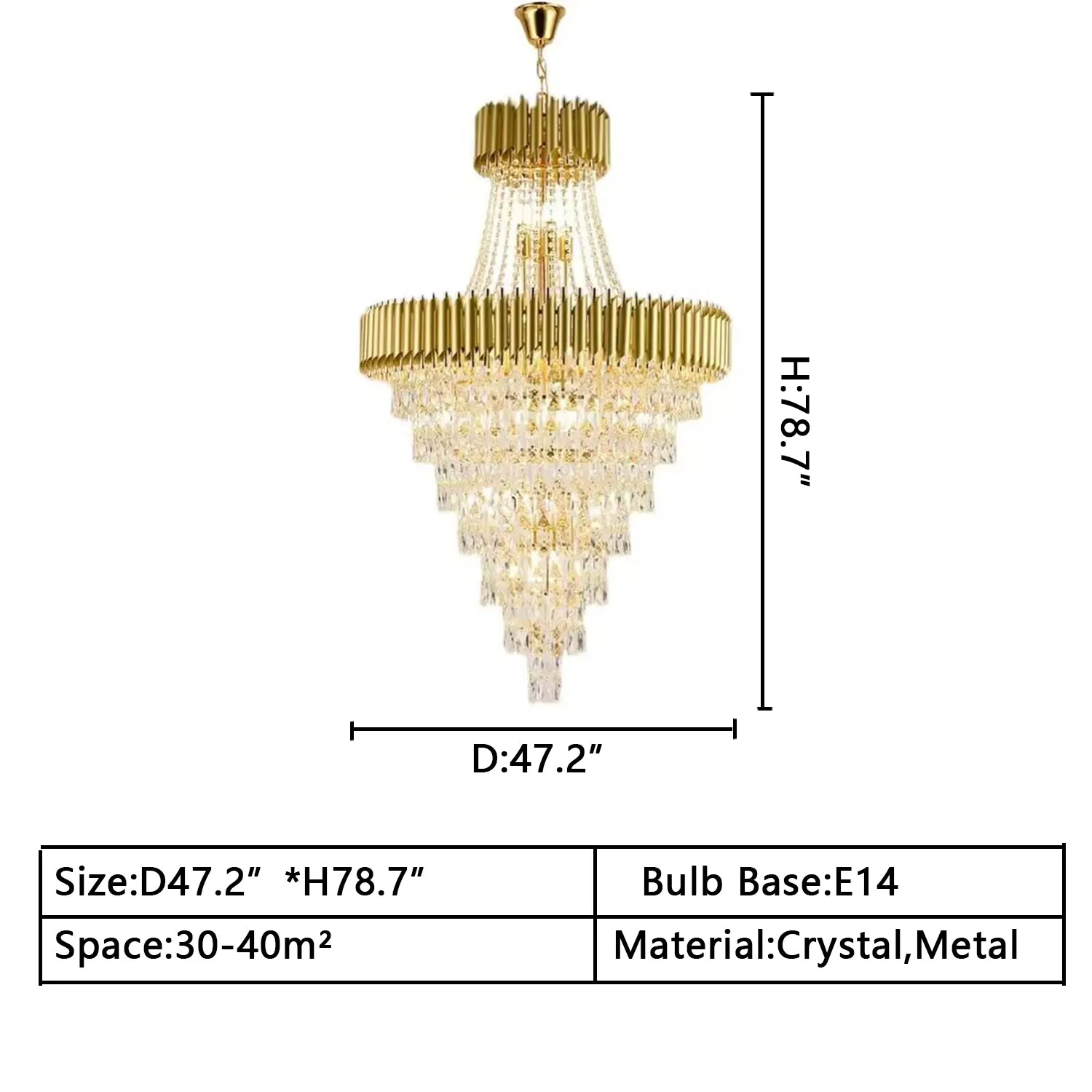 Extra Large Modern Multi-layers Gold/Black Light Luxury Crystal Chandelier For 2-Story Living Room,Foyer