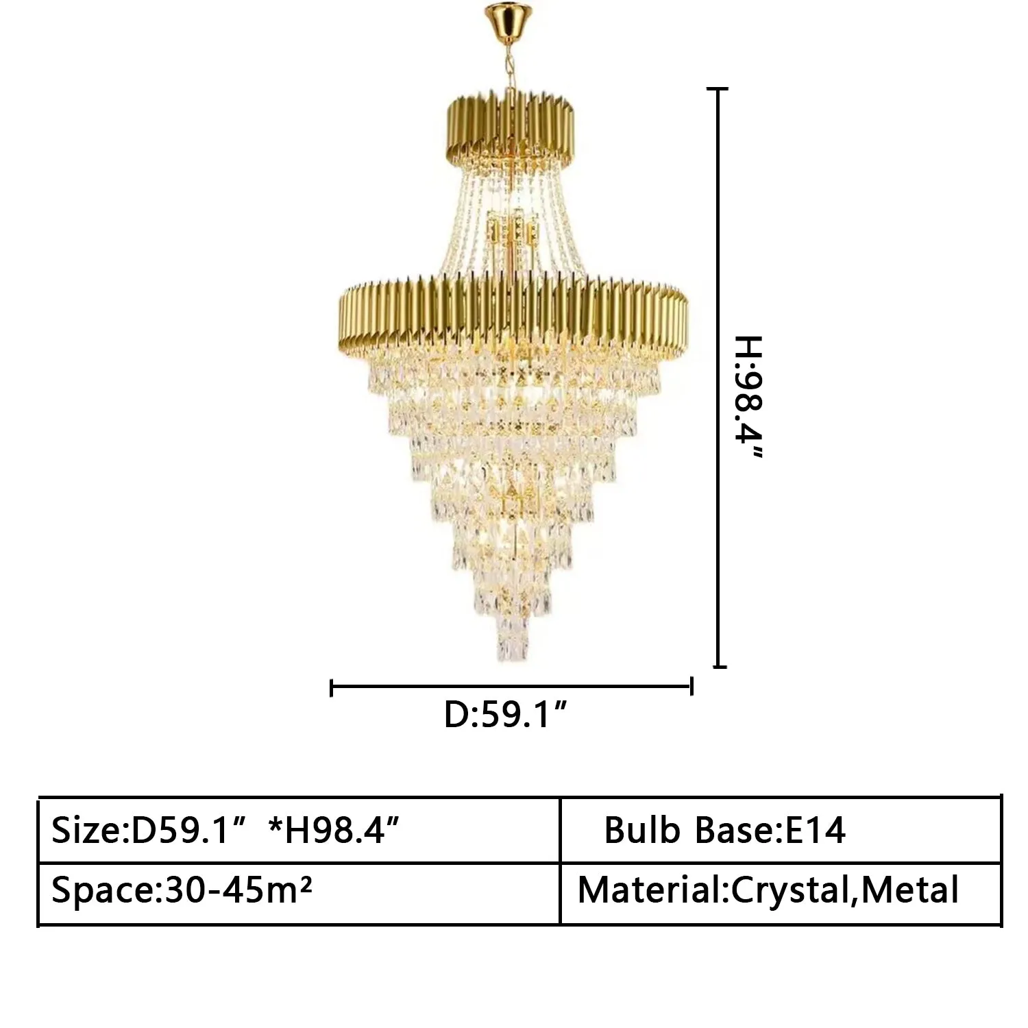 Extra Large Modern Multi-layers Gold/Black Light Luxury Crystal Chandelier For 2-Story Living Room,Foyer