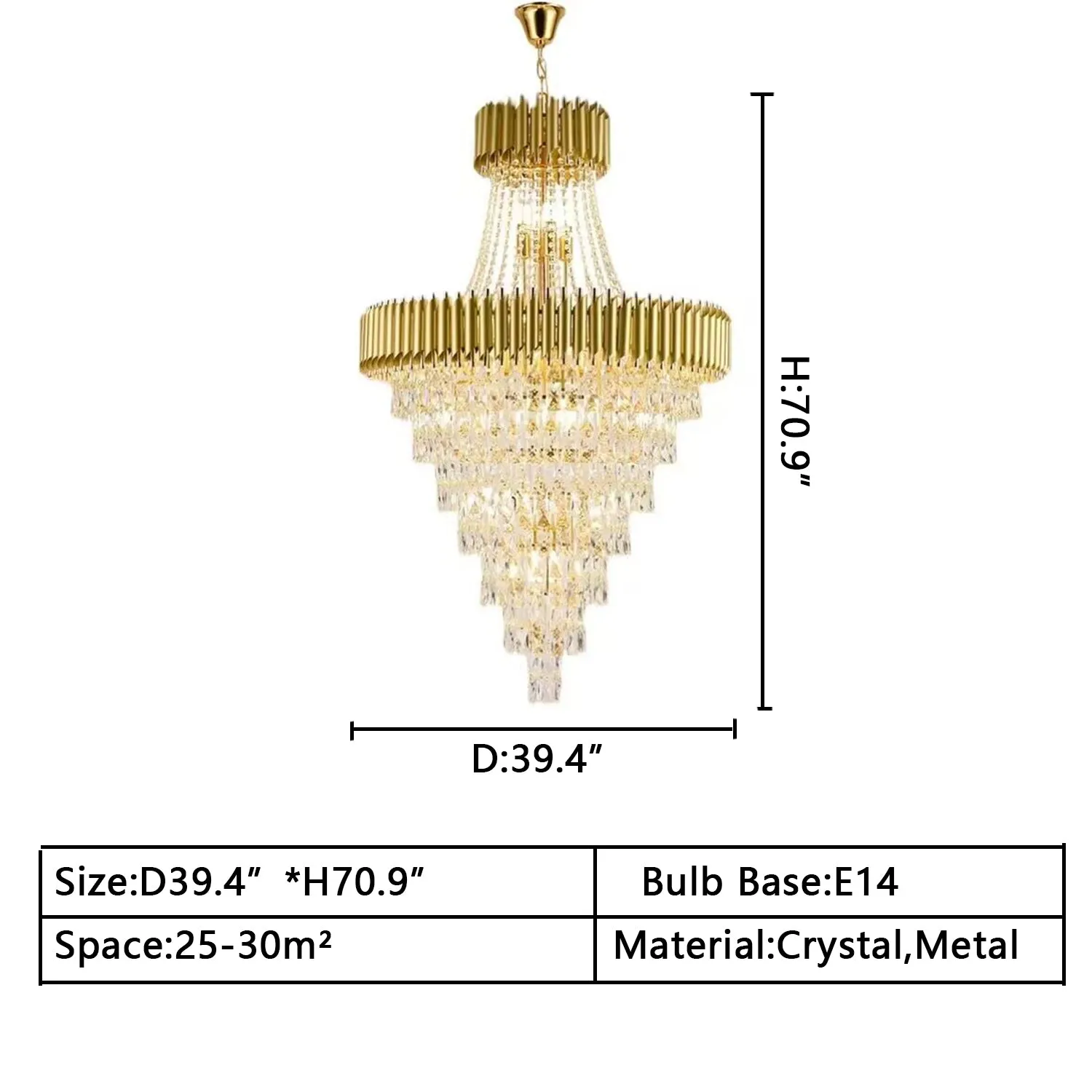 Extra Large Modern Multi-layers Gold/Black Light Luxury Crystal Chandelier For 2-Story Living Room,Foyer