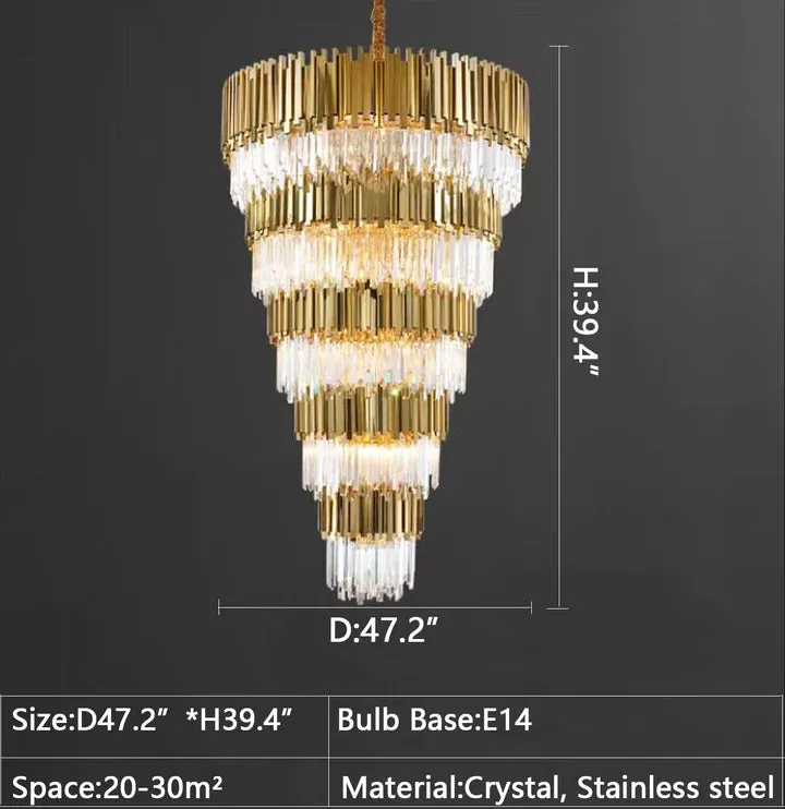 Extra Large Modern Multilayer Pendant Chandelier in Gold Finish Luxury Light Fixture for Large Staircase/Duplex/Hallway/Entryway