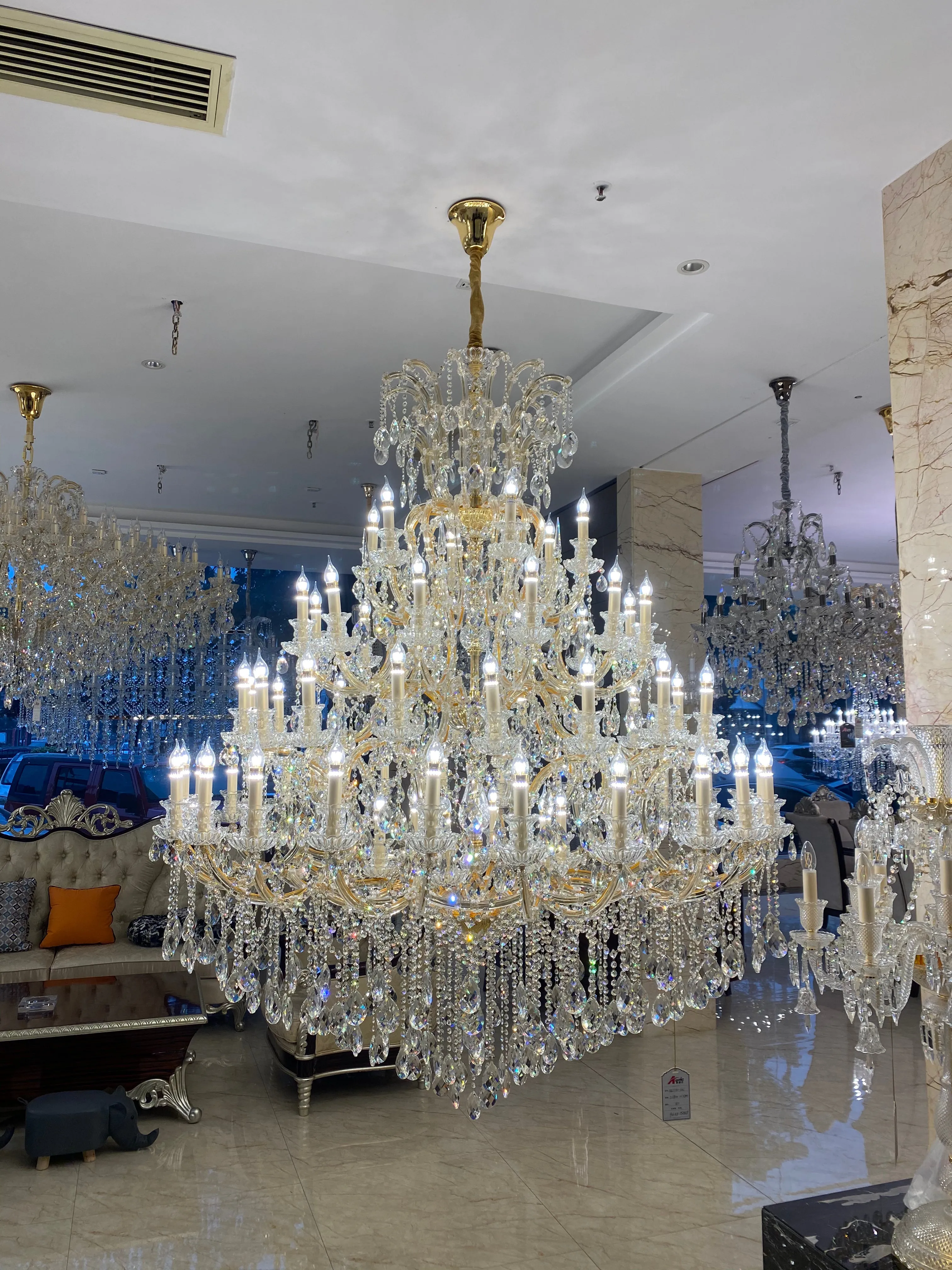 Extra Large Multi-tiered Candle Light  Crystal Chandelier for Hotel/Restaurant