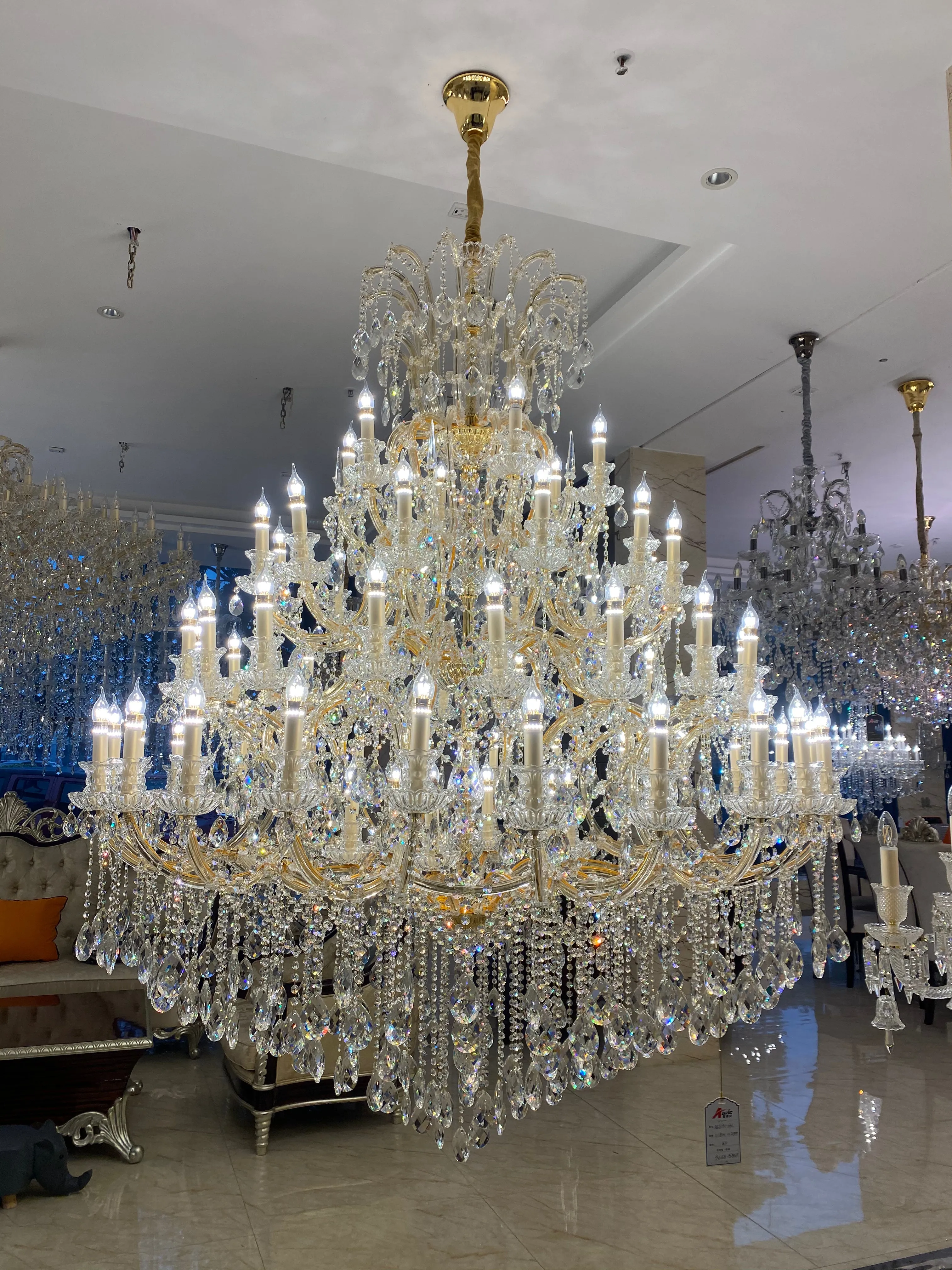 Extra Large Multi-tiered Candle Light  Crystal Chandelier for Hotel/Restaurant