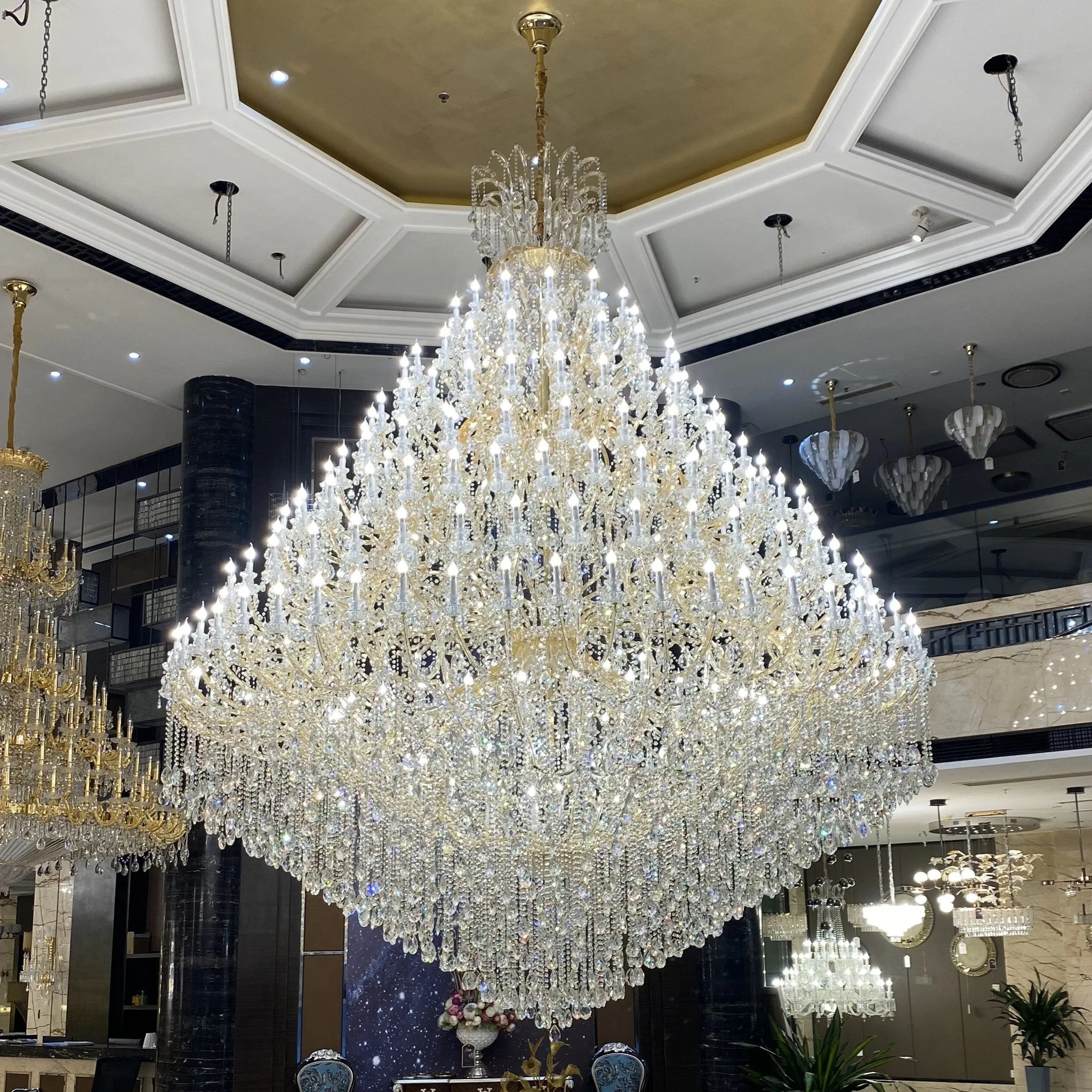 Extra Large Multi-tiered Candle Light  Crystal Chandelier for Hotel/Restaurant