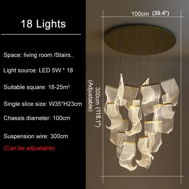 Fancy® Black Luxury modern led light chandelier- 18 Lights