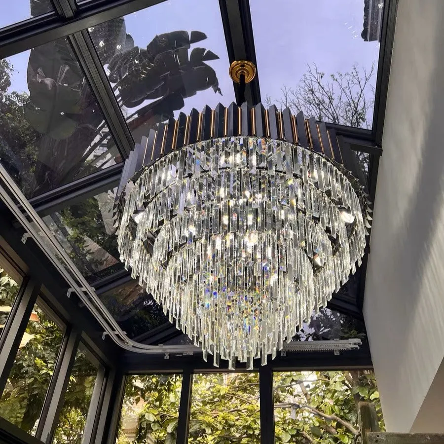 Fashion Black Crystal Chandelier Foyer Hallway Ceiling Lighting Fixture