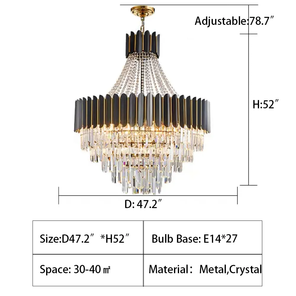 Fashion Black Crystal Chandelier Foyer Hallway Ceiling Lighting Fixture