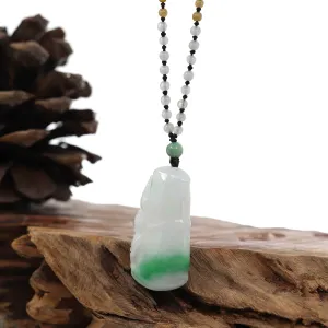 Genuine Green Jadeite Jade Good Luck Bamboo Pendant Necklace With Real Jadeite Bead Necklace