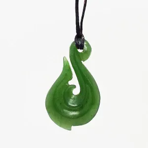 Genuine NZ Greenstone Hook with Koru Necklace