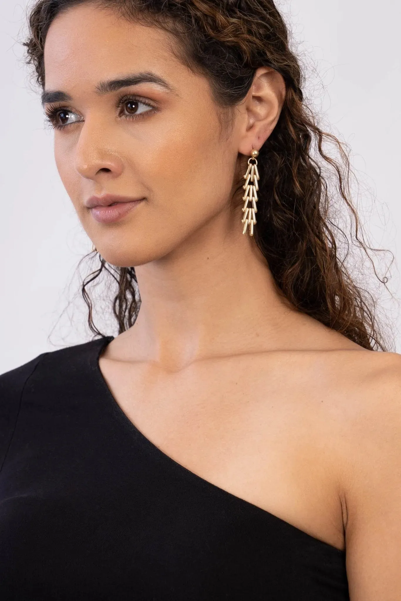 Gold Chain Cluster Dangle Earrings