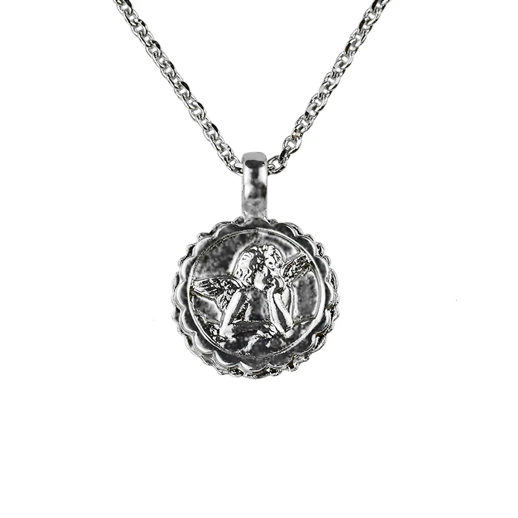 Guardian Angel Pendant "Sand Castle"- Rhodium