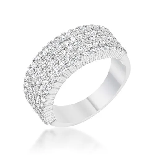 Gwen 1ct CZ Rhodium Wide Ring