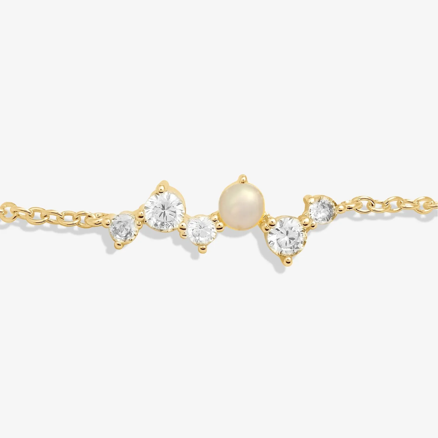 Halo Pearl Cubic Zirconia & Pearl Cluster Gold Plated Bracelet 8101