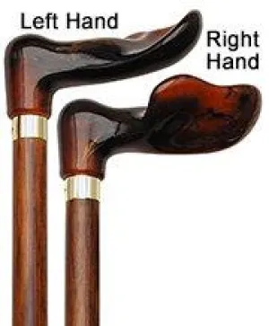 Hand-Specific Palm Grip Cane: Translucent Amber & Cherrywood