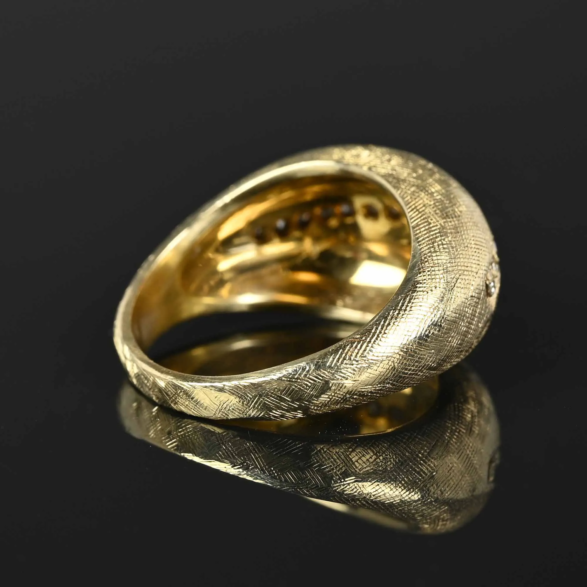 Heavy 14K Gold Diamond Bombe Ring