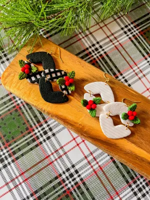 Holly Jolly Plaid Earrings | Clay Earrings