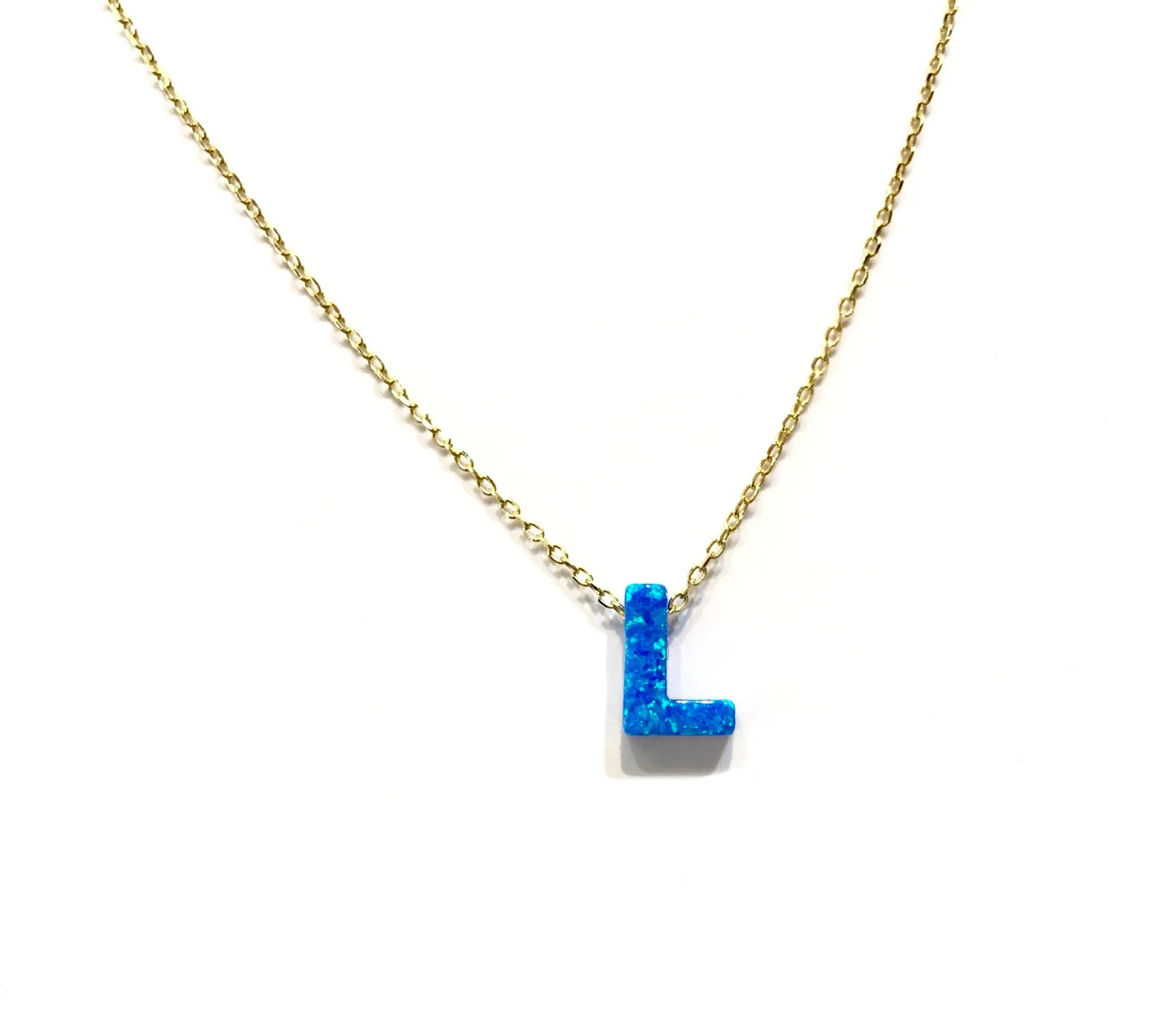 Initial Blue Opal Necklace