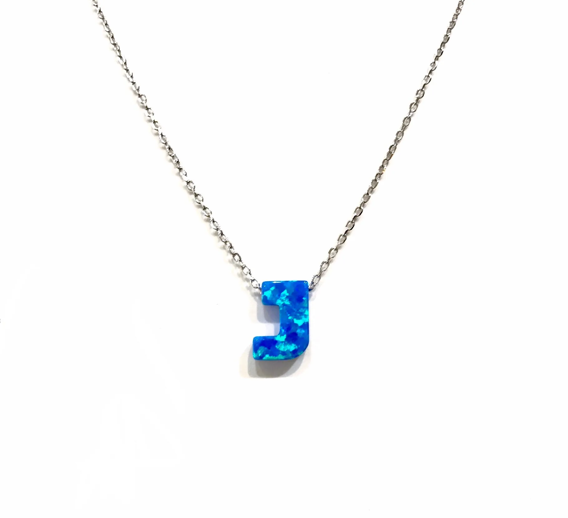 Initial Blue Opal Necklace