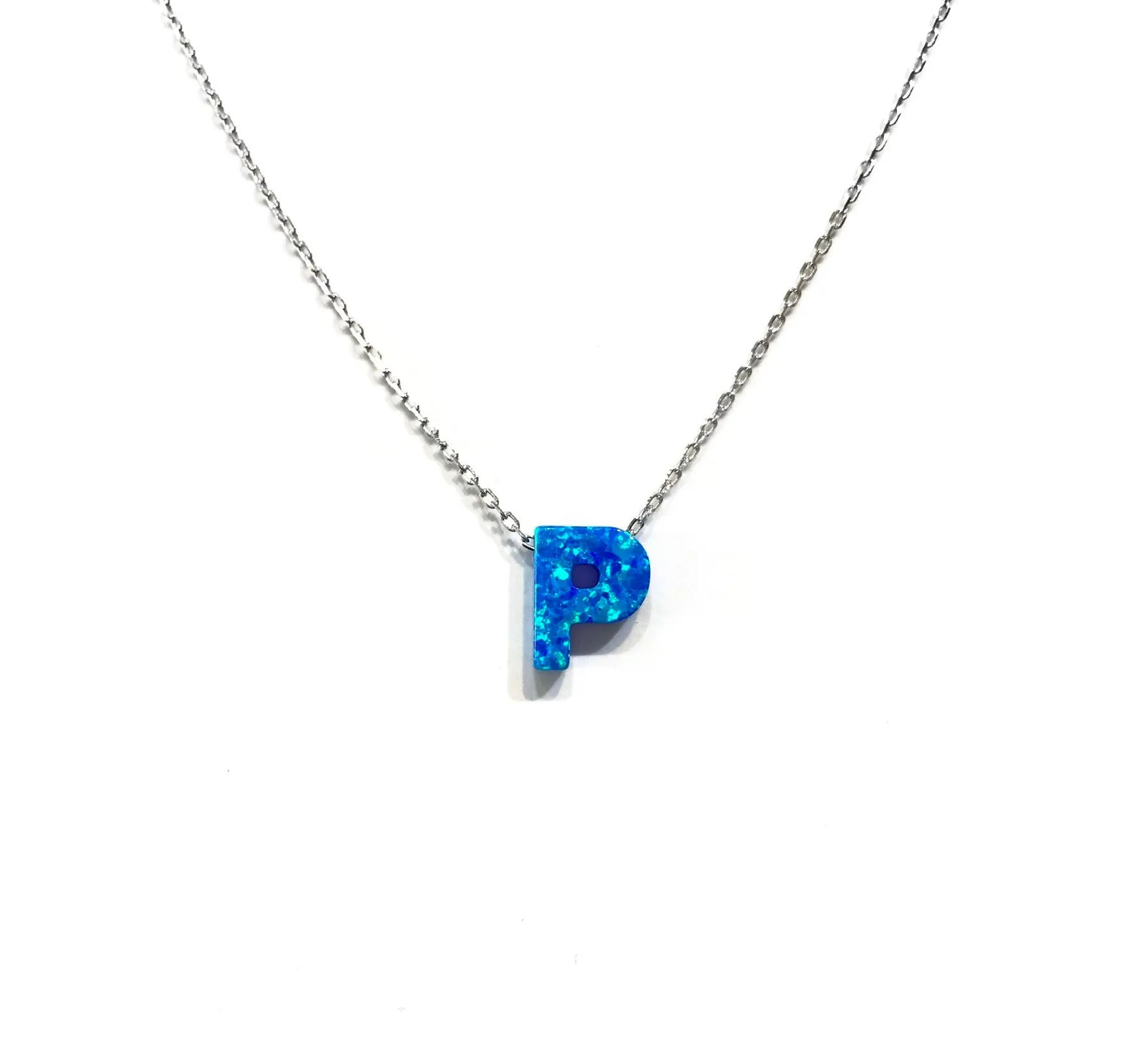 Initial Blue Opal Necklace