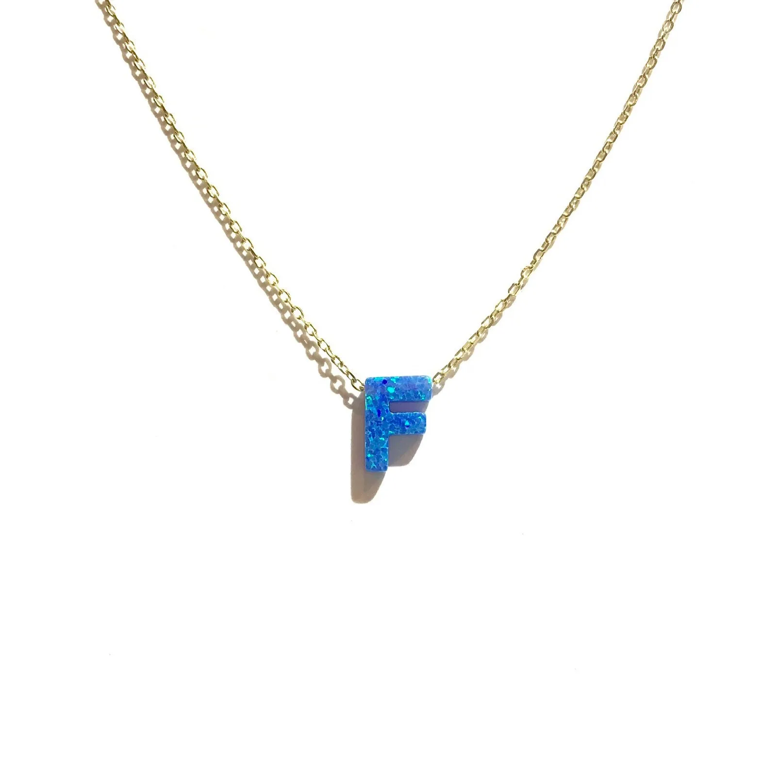 Initial Blue Opal Necklace