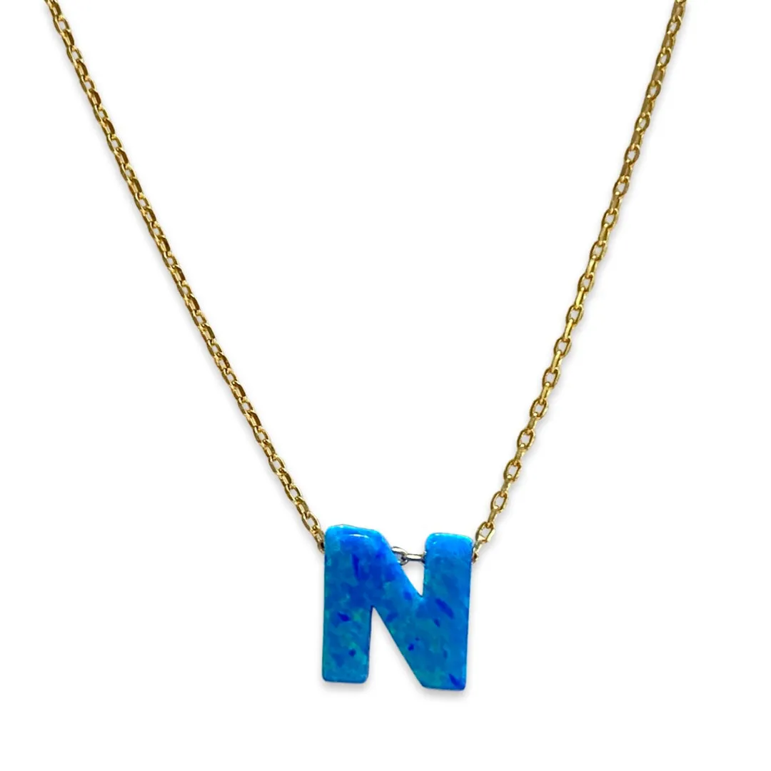 Initial Blue Opal Necklace