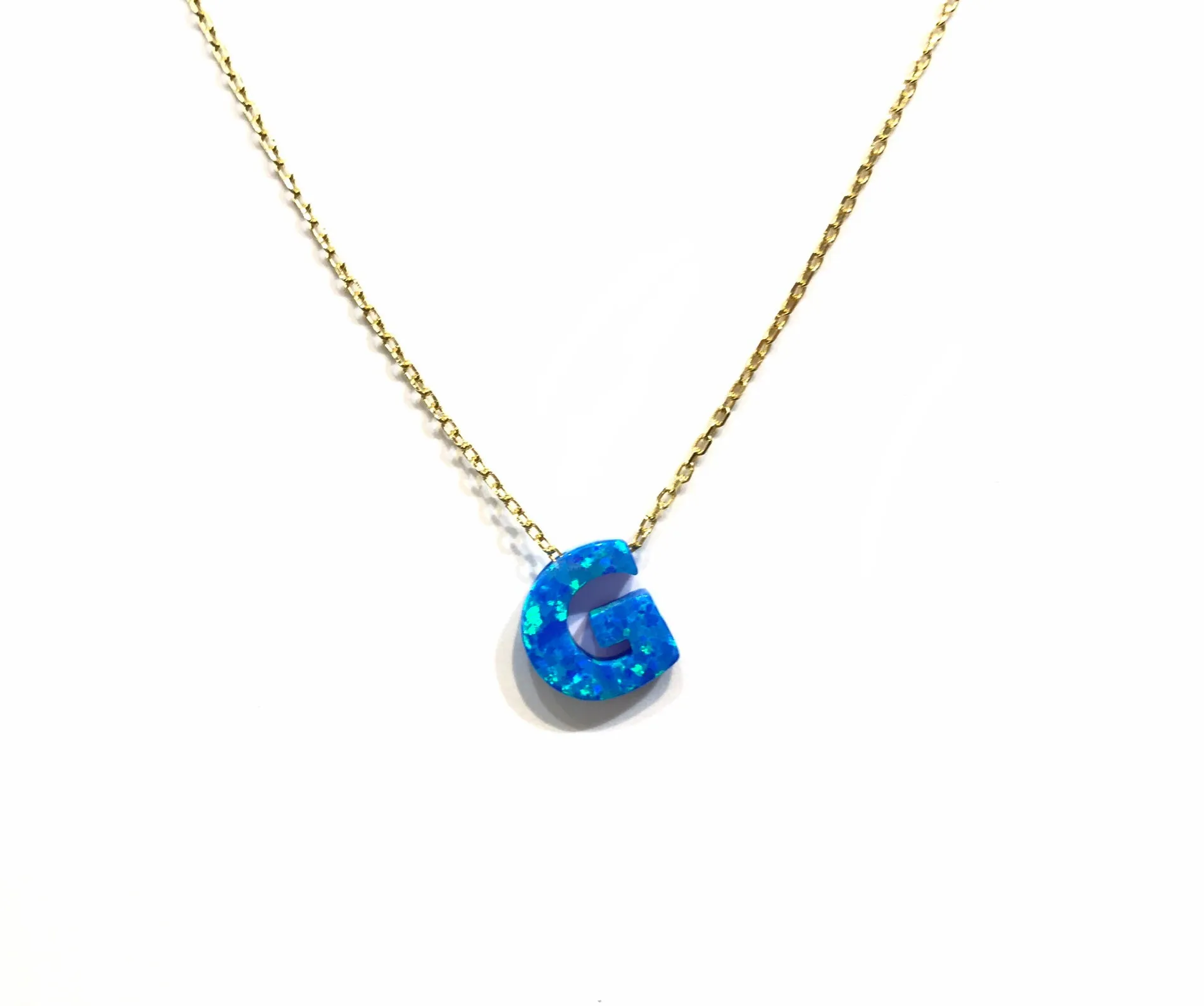 Initial Blue Opal Necklace