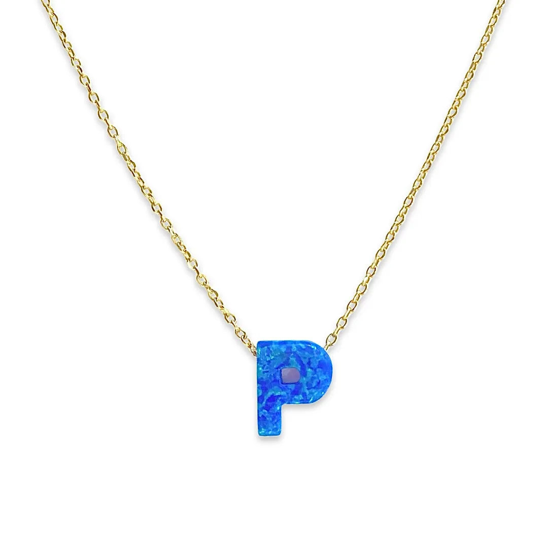 Initial Blue Opal Necklace