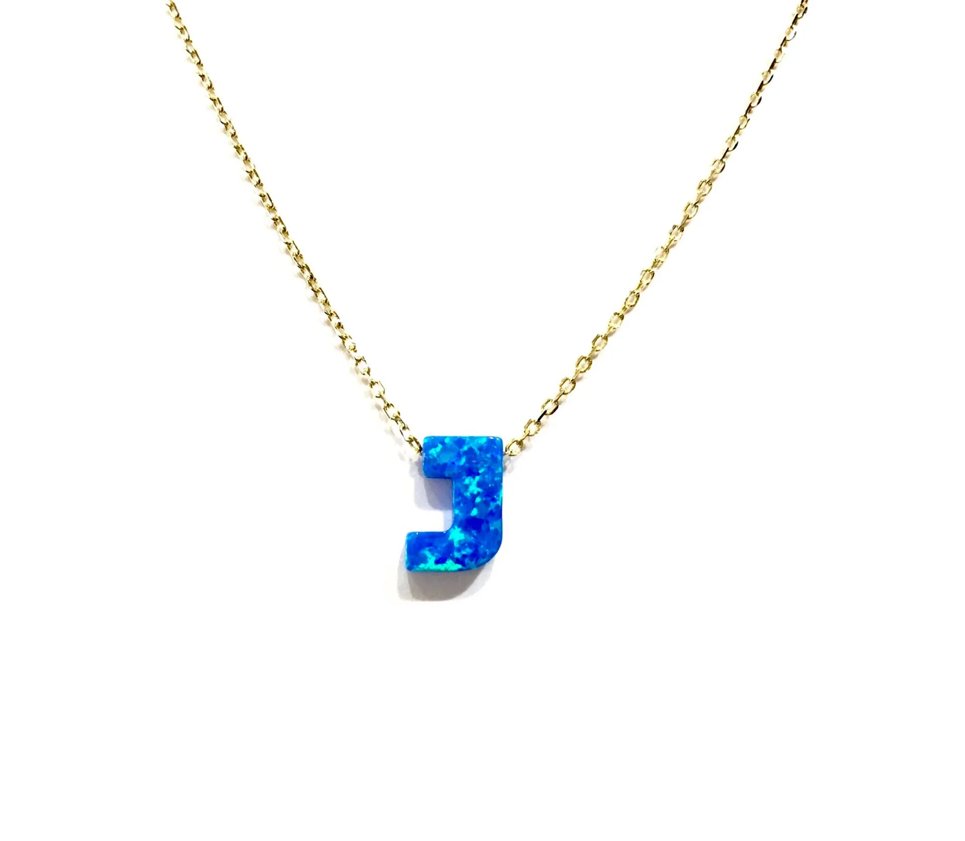 Initial Blue Opal Necklace