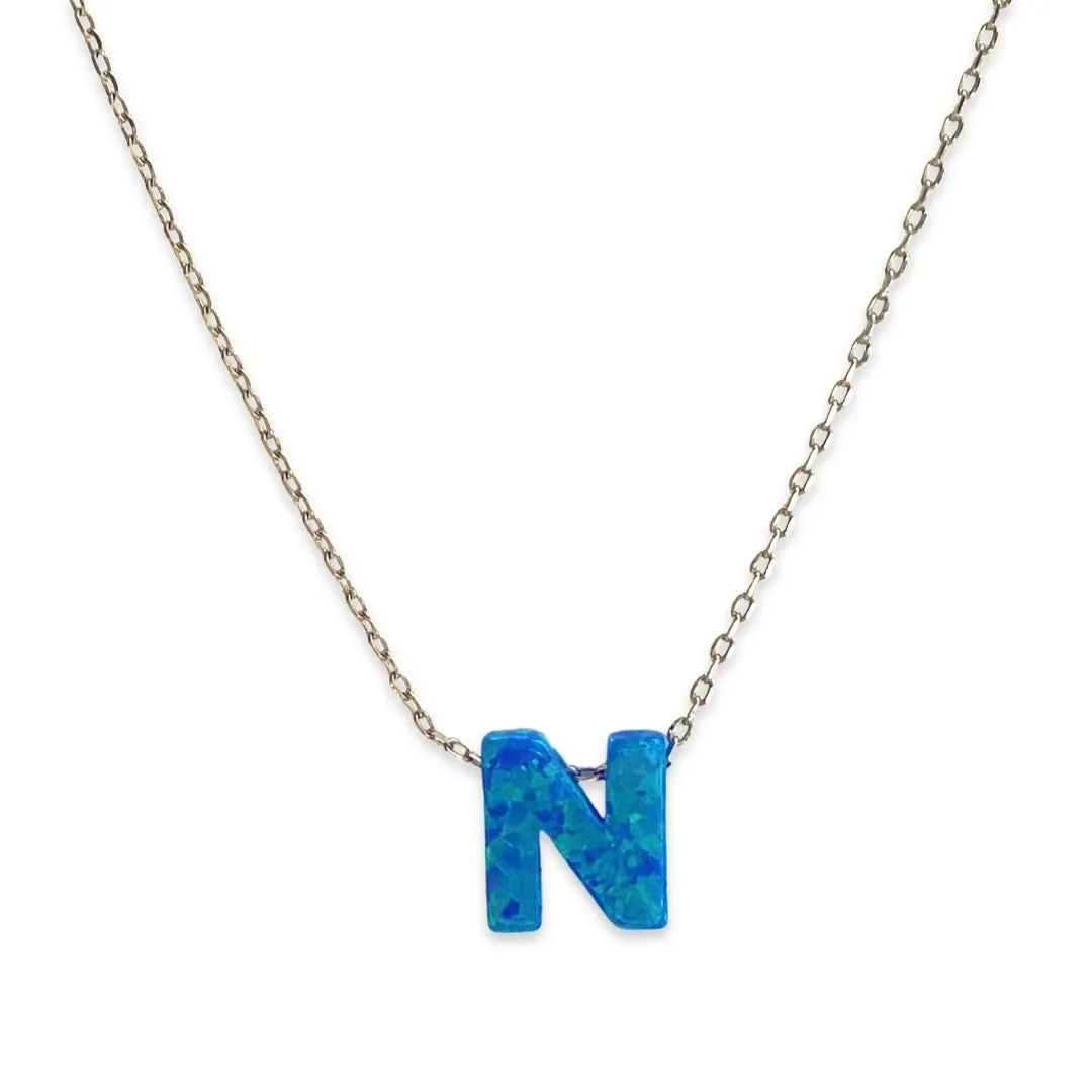 Initial Blue Opal Necklace