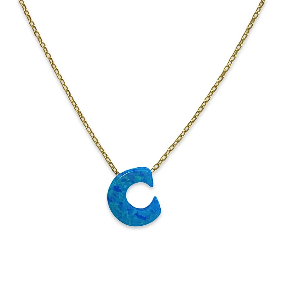 Initial Blue Opal Necklace