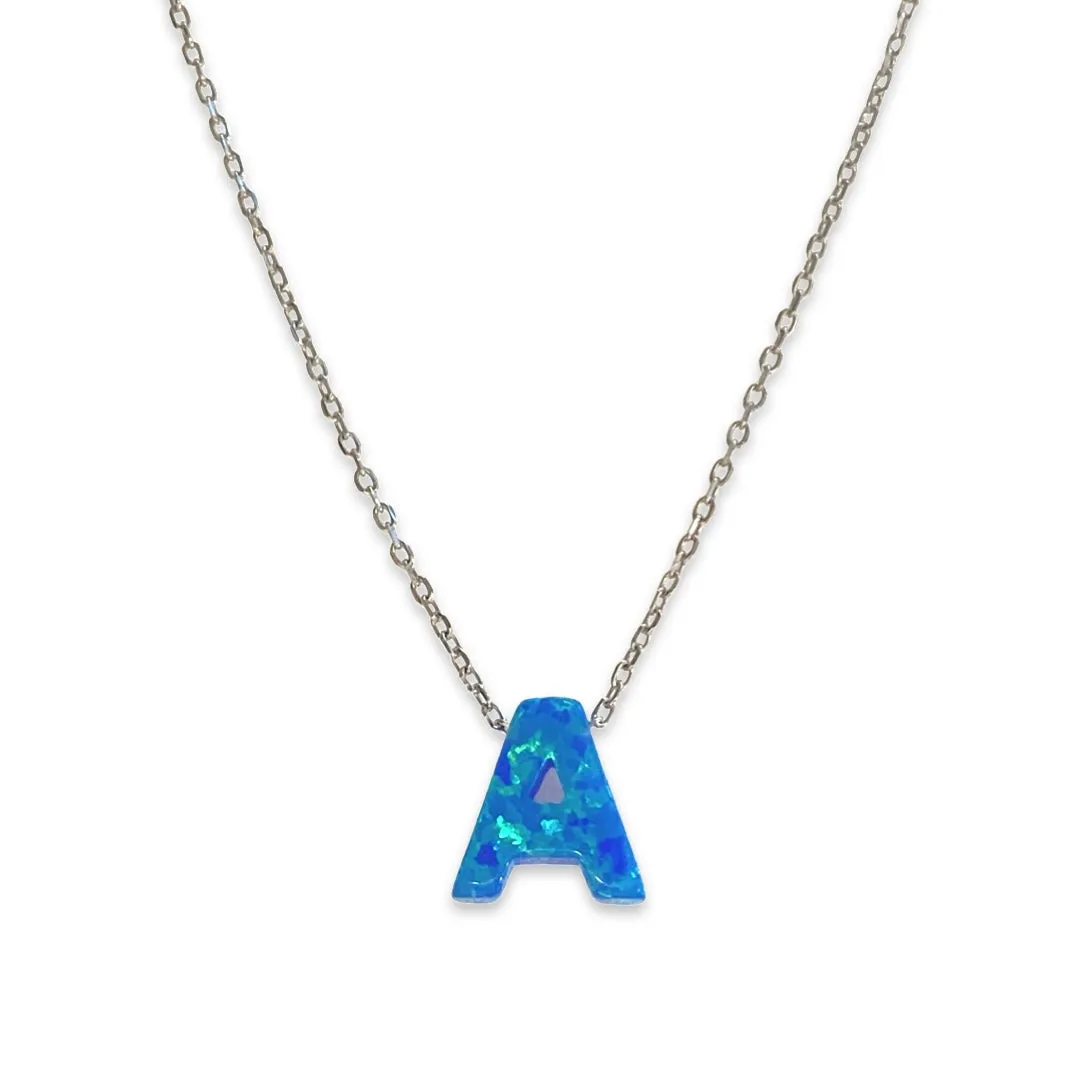 Initial Blue Opal Necklace