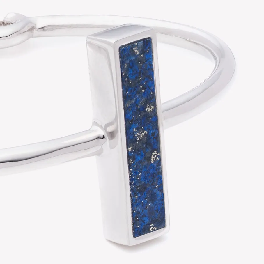 INLAID CROSSBAR CUFF - LAPIS LAZULI