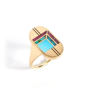 Inlay Statement Cocktail Ring