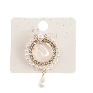 JAH44827-Pearl Drop Circle Brooch