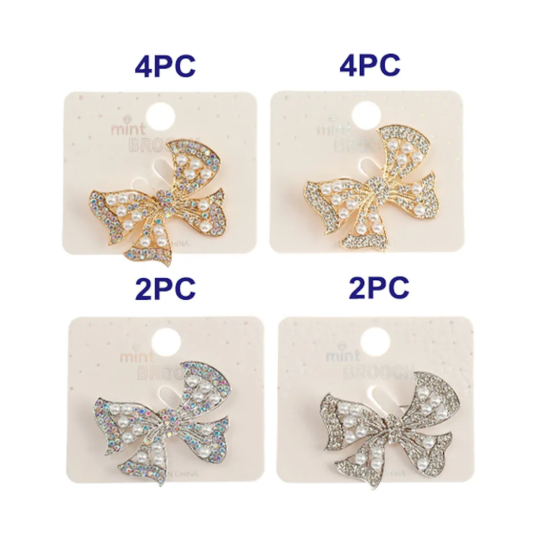 JAH44885-Rhinestone Bow Brooch