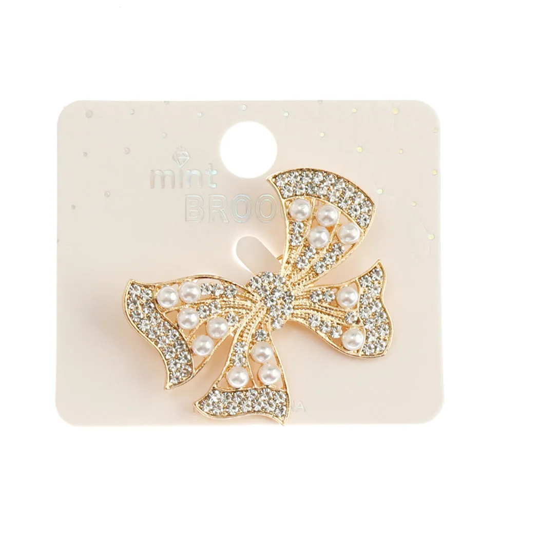 JAH44885-Rhinestone Bow Brooch