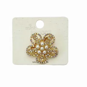 JAH46474-Rhinestone Flower Brooch