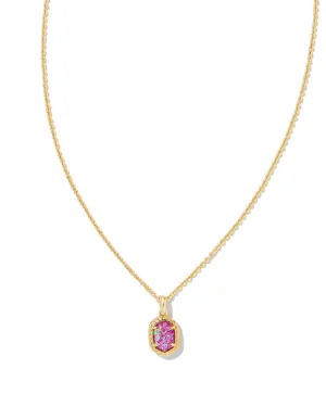 Kendra Scott Daphne Gold Framed Short Pendant Necklace in Magenta Kyocera Opal