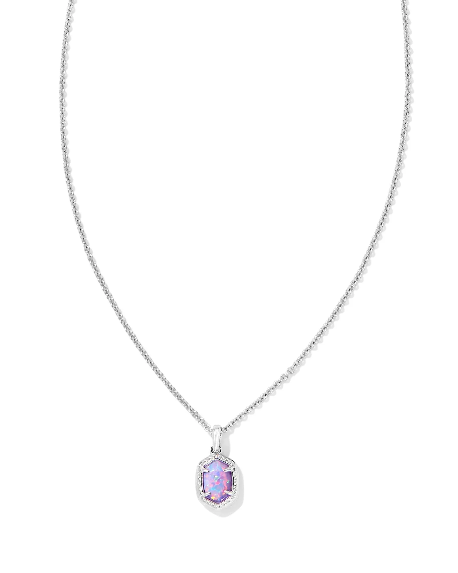 Kendra Scott Daphne Silver Framed Short Pendant Necklace in Lilac Kyocera Opal