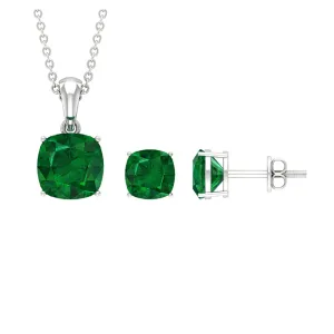 Lab Grown Emerald Solitaire Jewelry Set